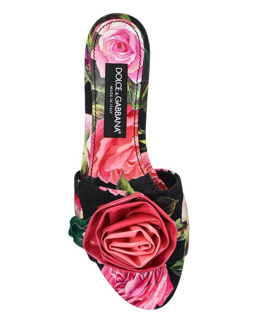 Dolce & Gabbana White Floral Detailed Slip-On Slides