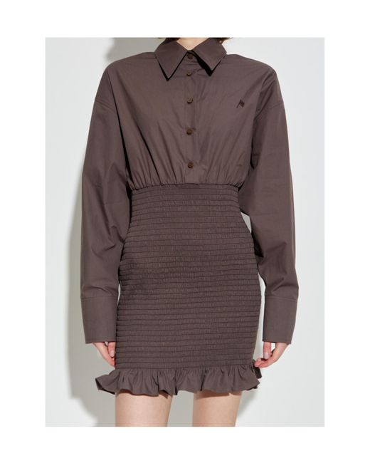 The Attico Brown The Ruched Corset Dress