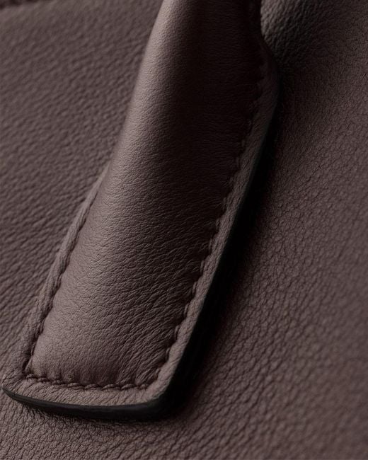 Prada Brown Logo Detailed Open Top Large Tote Bag