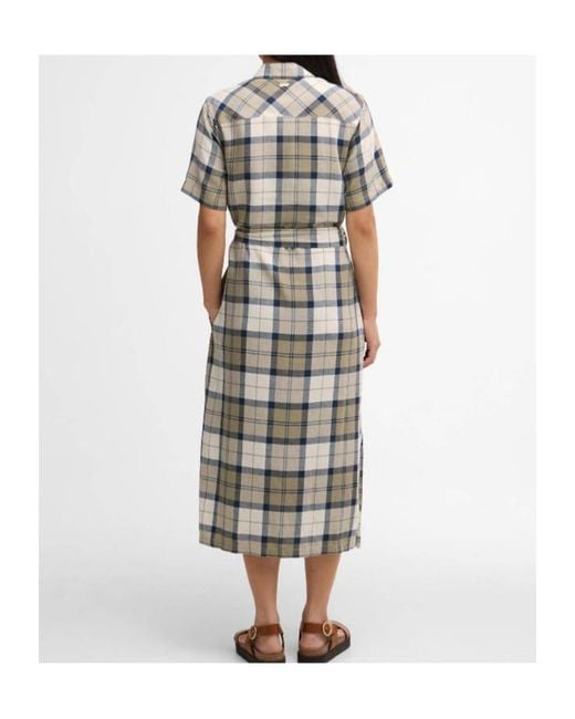 Barbour Multicolor Fern Belted Tartan Midi Dress