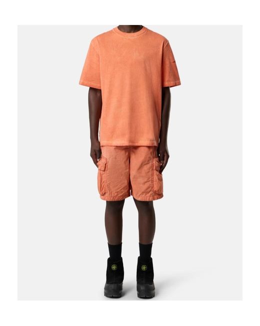 Stone Island Orange Regular-Fit Pigment-Dyed T-Shirt for men