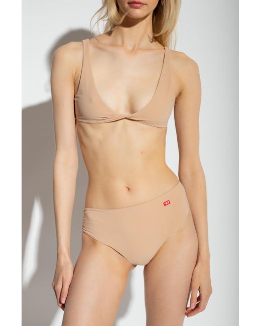 DIESEL White Ash Twisted Bikini Bottoms