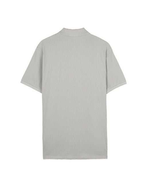 C P Company Gray Logo-Embroidered Polo Shirt for men