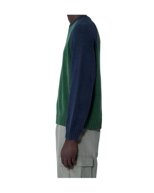 Stussy Green Stüssy Colorblock Raglan-Sleeve Crewneck Jumper for men