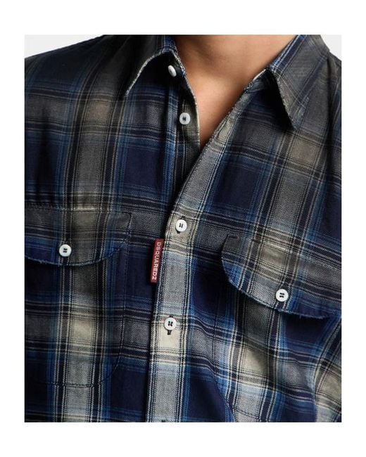 DSquared² Blue Canadian Vintage Check Shirt for men