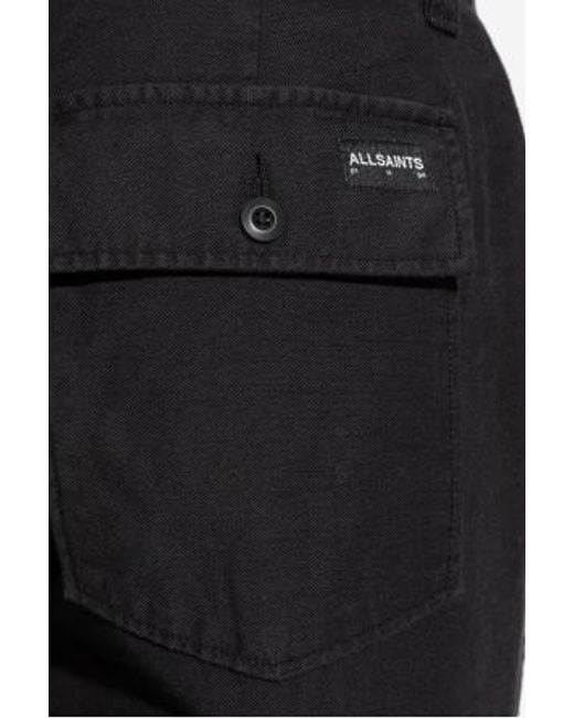 AllSaints Black Logo Patch Straight-Leg Pants for men
