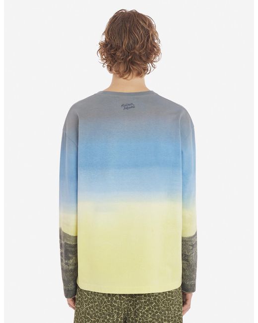 Maison Kitsuné Blue Long Sleeved T-Shirt for men