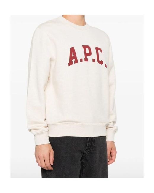 A.P.C. White Logo Printed Crewneck Sweatshirt for men