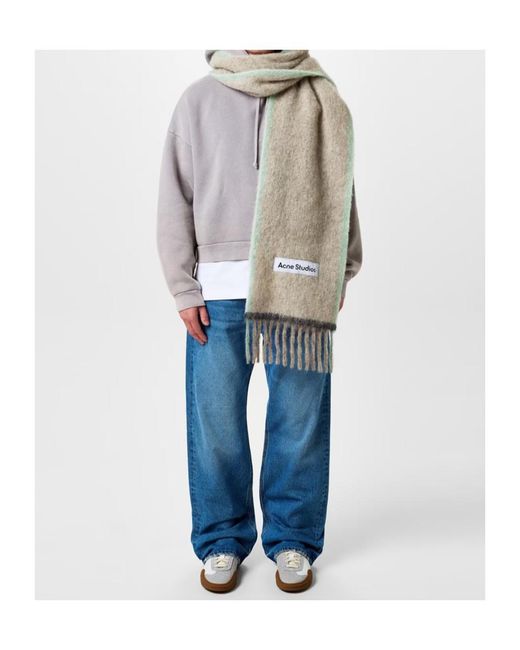 Acne White Vally Logo Scarf for men