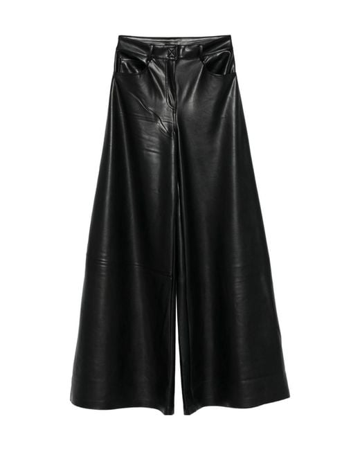 Norma Kamali Black Synth Palazzo Pants
