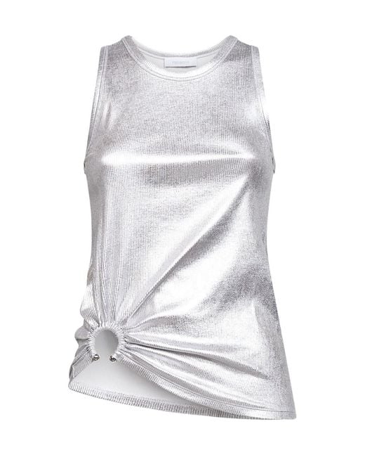 Rabanne White Rabanne Ribbed Asymmetric Hem Top