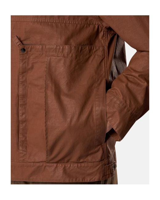 Stone Island Brown Contrast Snap Button Jacket With Multiple Pockets for men