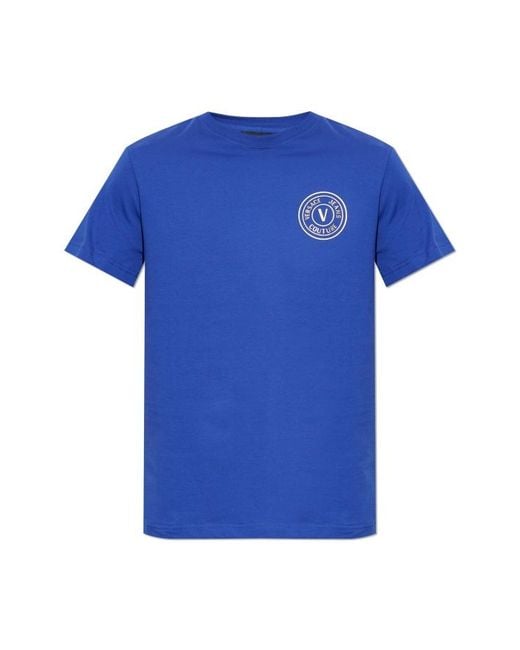 Versace Jeans Blue Couture Logo Printed Crewneck T-Shirt for men