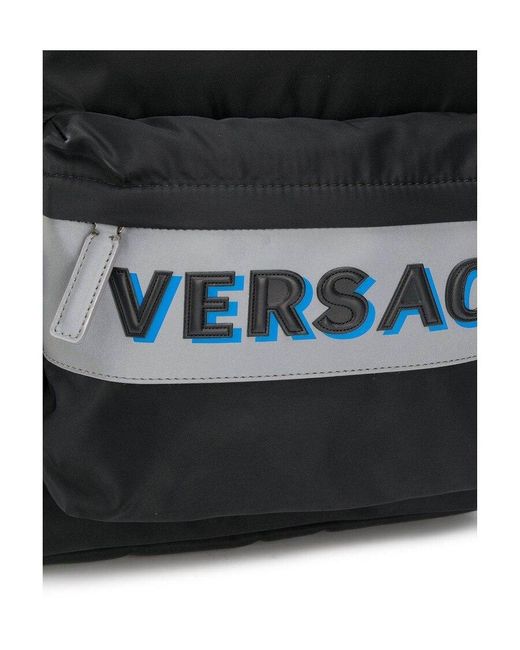 Versace Black Logo Embossed Backpack for men