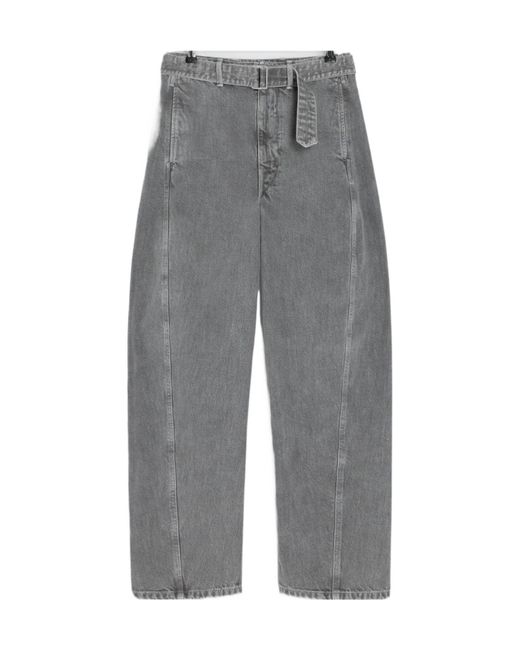 Lemaire Gray Twisted Belted Pants for men