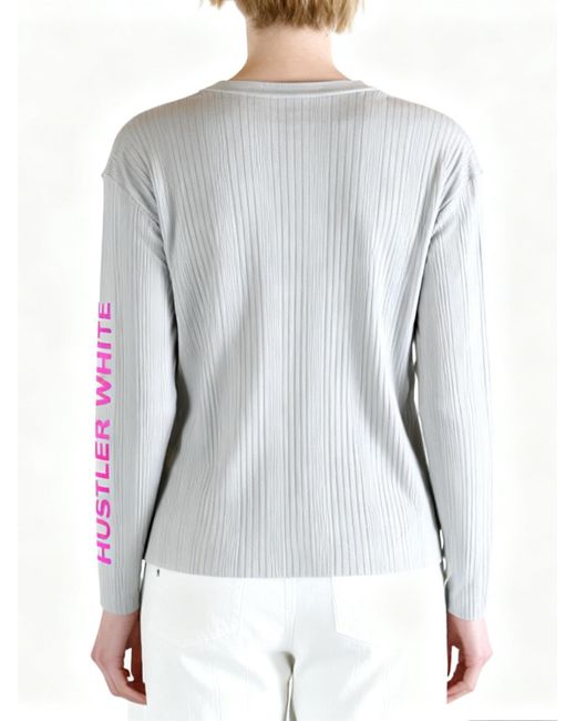 Paly Hollywood White Hustlr Ribbed Long-Sleeve T-Shirt for men