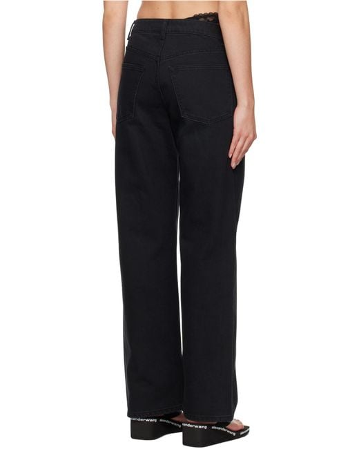 Alexander Wang Black Dip Side Lace Undie Jeans