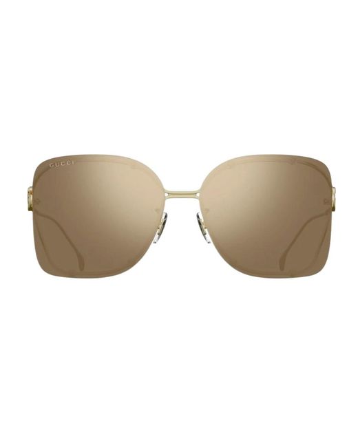 Gucci White Eyewear Square-Frame Sunglasses