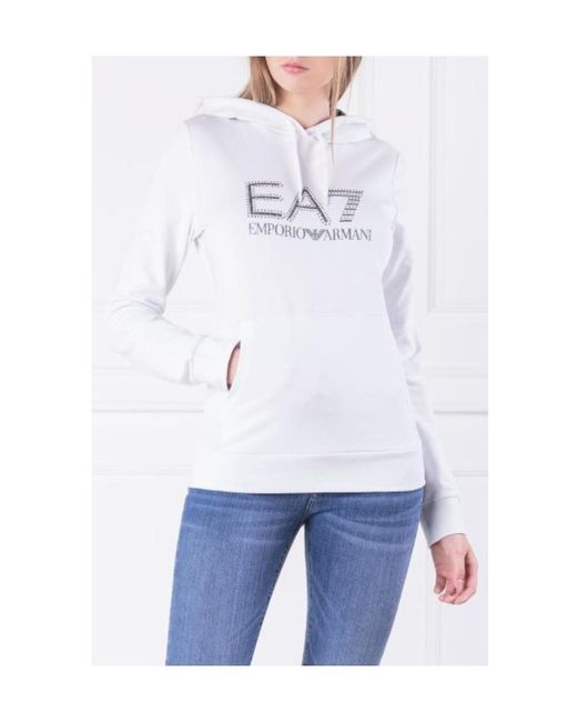 EA7 White Logo Hooded Sweater