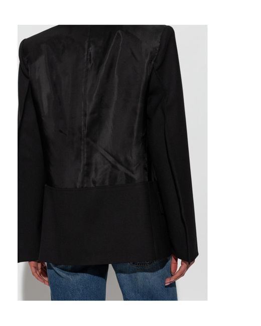 Victoria Beckham Black Logo-Tag Blazer