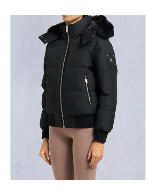 Moose Knuckles Black Cloud Shearling Bomber Jacket