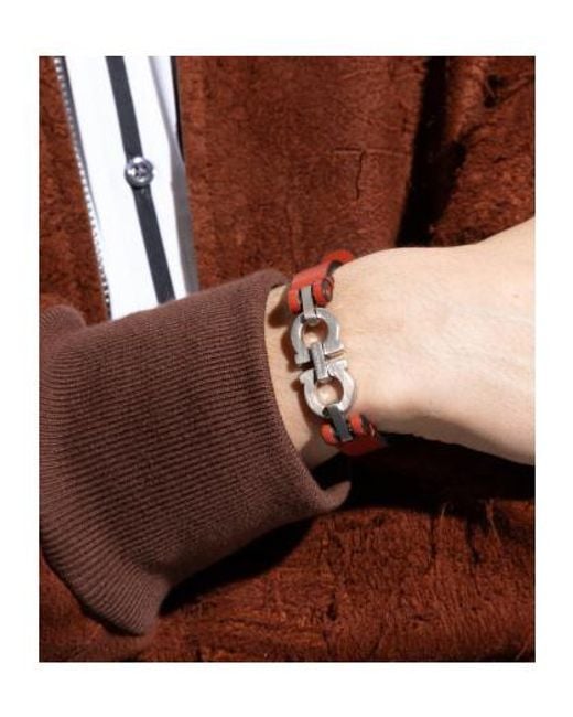 Ferragamo White Ferragamo Gancini Buckle Bracelet for men