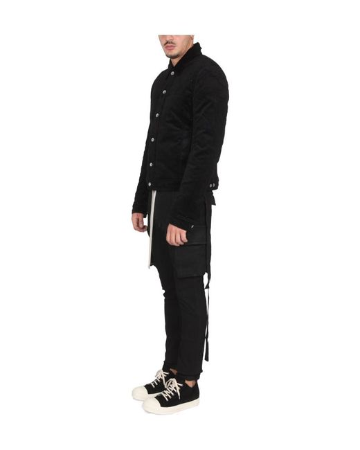 Rick Owens Black Button-Down Corduroy Worker Jacket for men