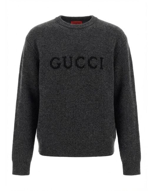 Gucci Black Gg Intarsia Knit Jumper for men