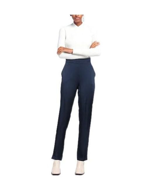 Max Mara Blue Solid-Color Tapered Trousers
