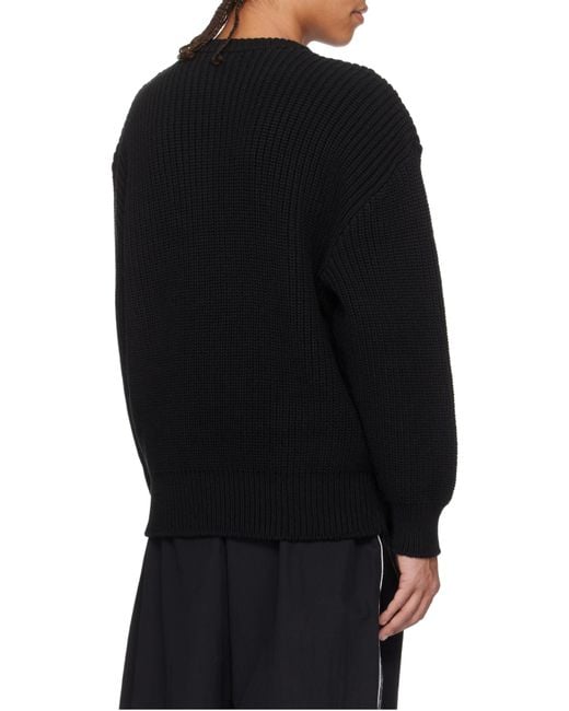 MARINE SERRE Black Half Cardigan Knit Crewneck Sweater
