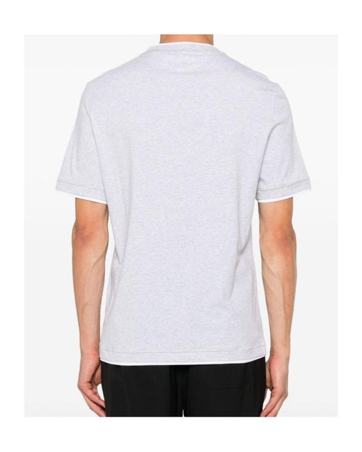 Brunello Cucinelli White Logo-Embroidered Crew-Neck T-Shirt for men