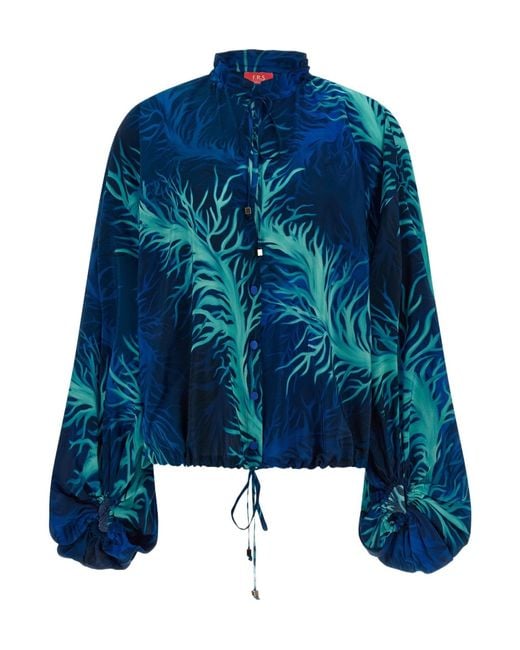 F.R.S For Restless Sleepers Blue F.R. For Restless Sleepers Coral Print Drawstring Shirt
