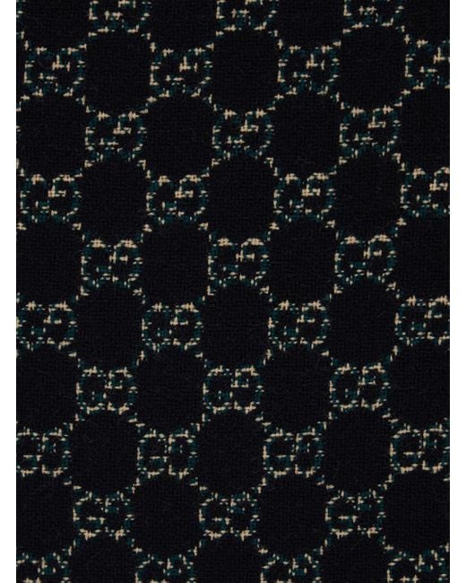 Gucci Black Gg Wool Jacquard Scarf for men
