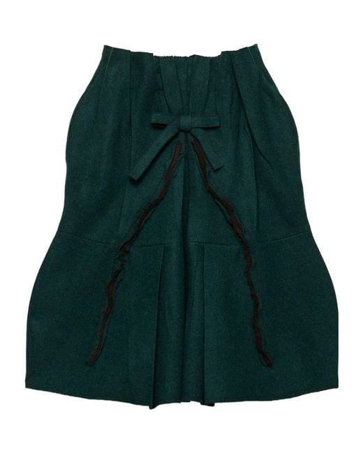 Prada Green Shetland Wool Midi Skirt