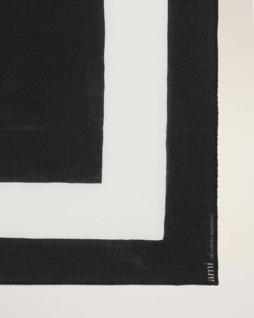AMI Black Ami De Coeur Printed Scarf for men