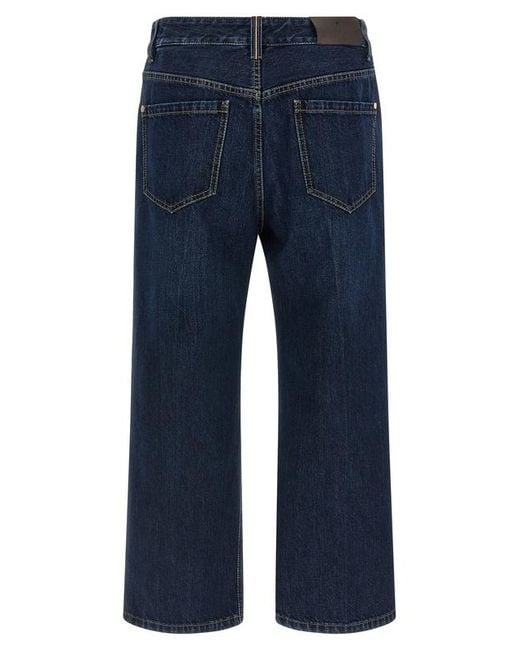 Brunello Cucinelli Blue Logo Patch Cropped Jeans