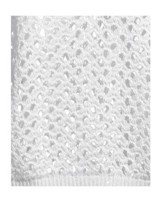 Brunello Cucinelli White Solid-Color Short-Sleeved Knitted Top