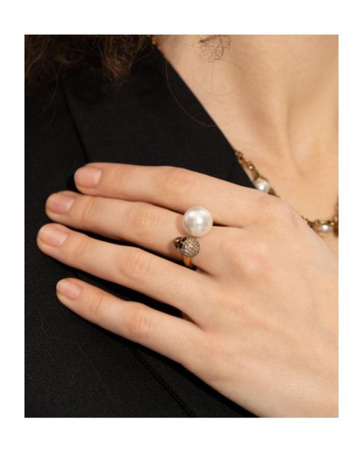 McQueen White Skull Embellished Ring