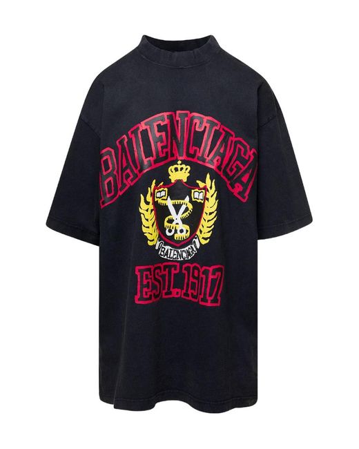 Balenciaga Blue Item O-Neck Short-Sleeved T-Shirt