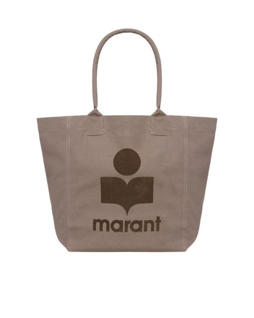 Isabel Marant Brown Yenky Logo Printed Top Handle Bag
