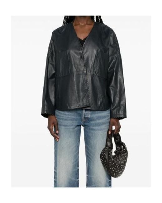 Forte_forte Black Long-Sleeve Leather Jacket