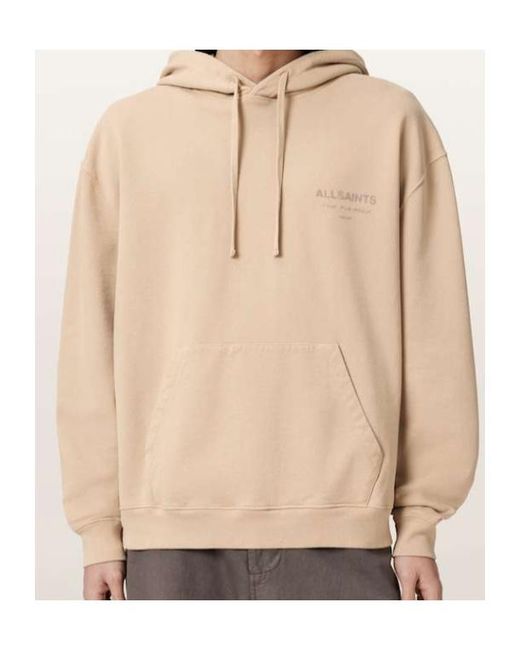 AllSaints Natural Xander Long Sleeve Cotton Hoodie for men