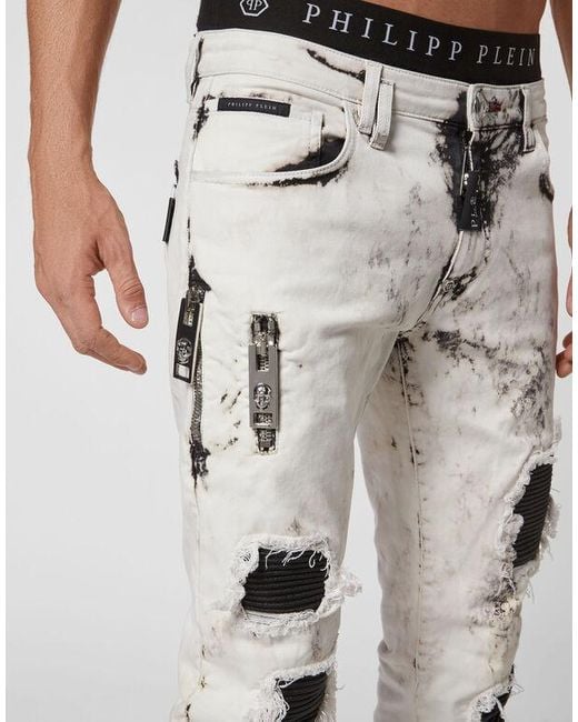 Philipp Plein Gray Denim Trousers Rock Star Fit for men