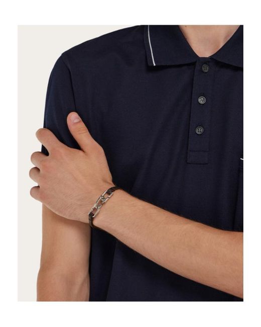Ferragamo White Bicolor Gancini Bracelet for men