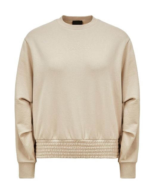 Moncler Natural Logo Embroidered Crewneck Sweatshirt