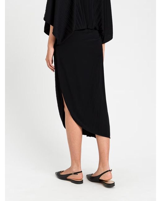 Twinset Black Gathered Slit Midi Skirt