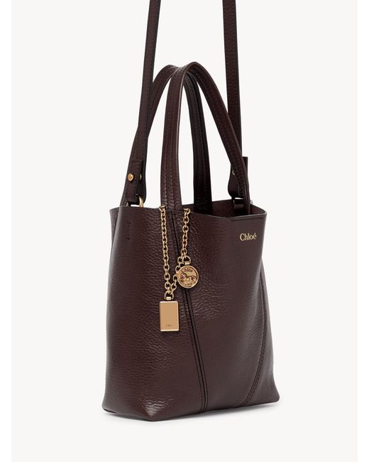 Chloé Brown Chloé Spin Logo Printed Small Top Handle Bag