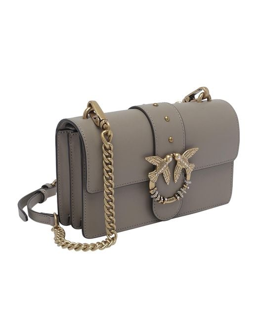 Pinko Gray Flap Shoulder Bag