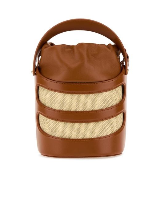 McQueen Brown The Rise Drawstring Bucket Bag