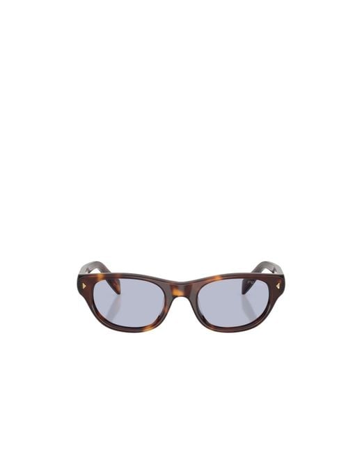 Prada White Eyewear Oval Frame Sunglasses
